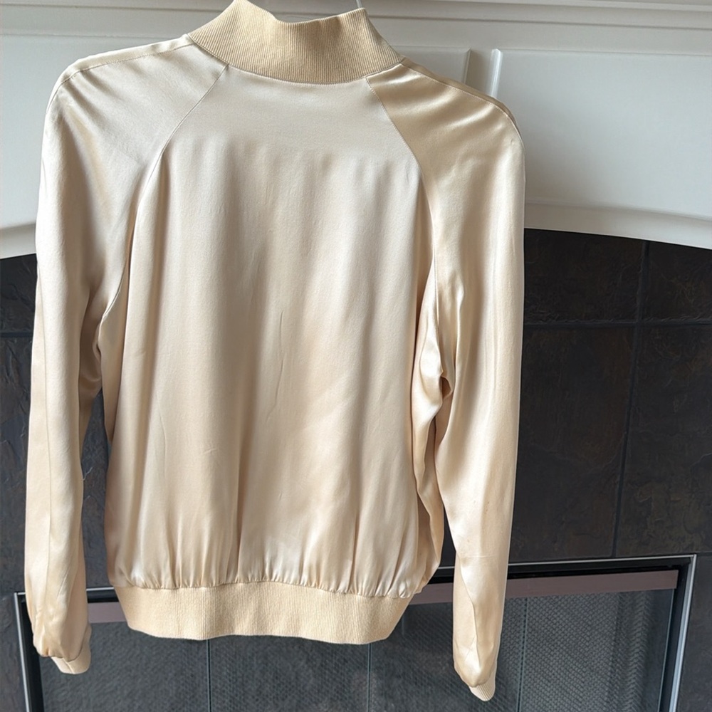 Silkland Women's Cream Satin Bomber Jacket - Picture 5 of 5